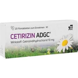 Verpackung von Cetirizin-Tabletten mit einer Gänseblümchen-Abbildung.