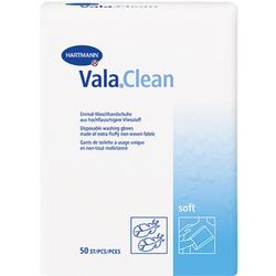 Die Verpackung zeigt Einmal-Waschhandschuhe von Vala.Clean.